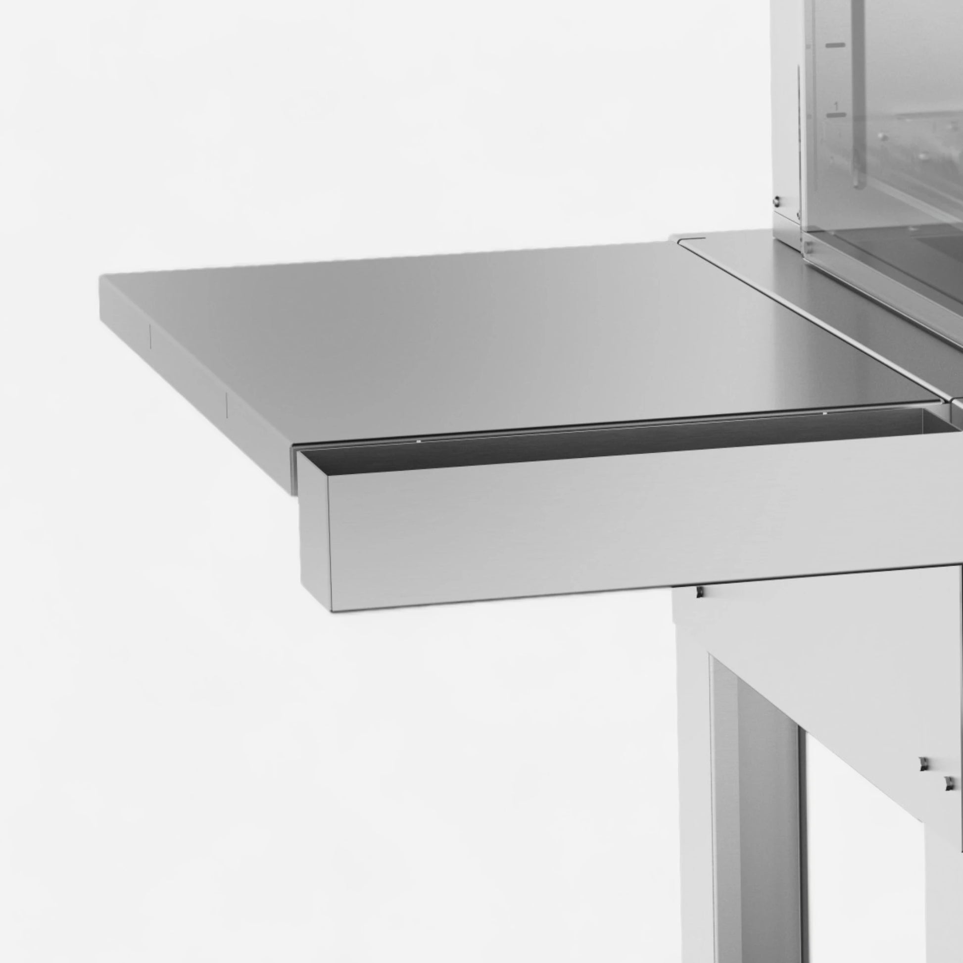 Zoomed in image of Side Shelf with Condiment Holder mounted on Cooktop Cart.