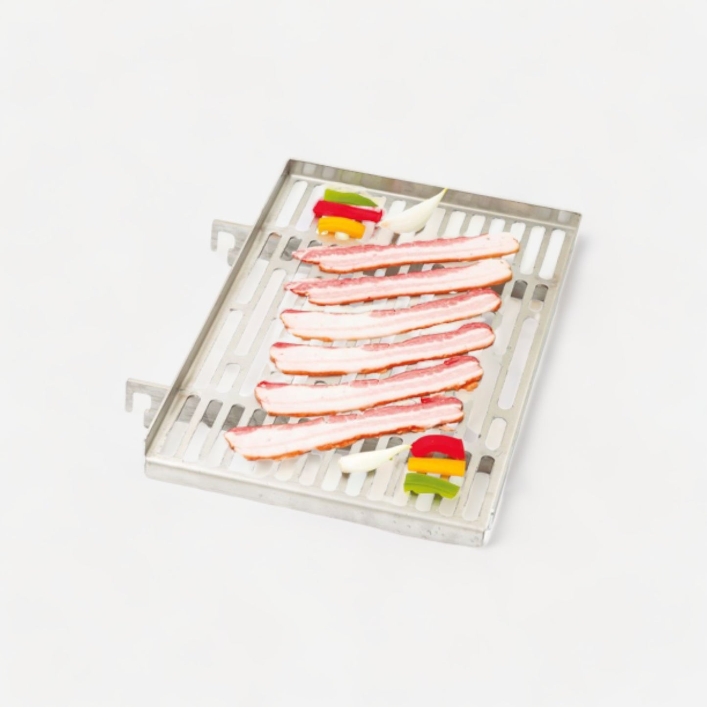 Fish Grill | Half, for automatic lift grill. Grill has bacon with some vegitable garnishing