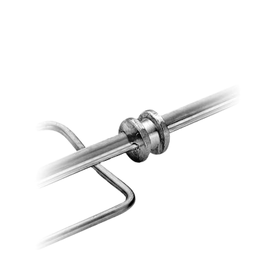 Zoomed in image of stainless steel roller on Triple Skewer