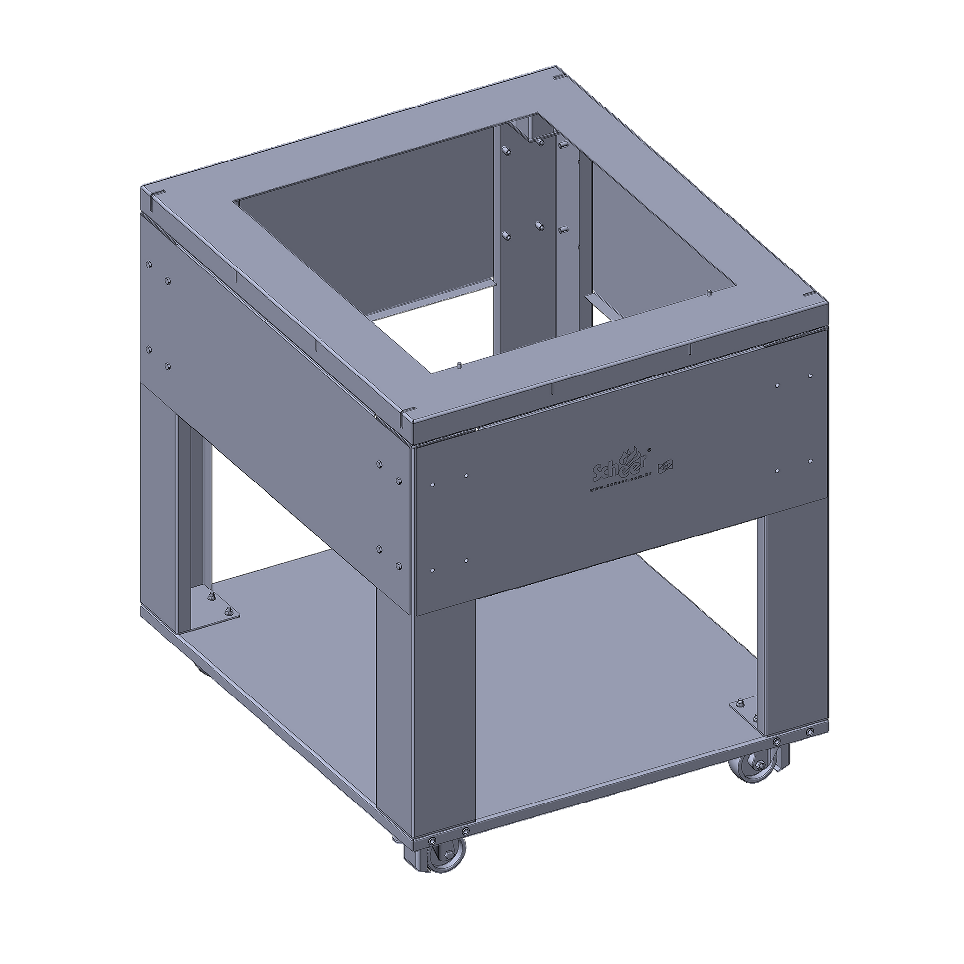 Cooktop Cart outdoor accessory trolley to house 585mm or 785mm cooktop models. Standalone unit. Can add side shelves, Condiment Holders, and Skewer Quivers to upgrade system as desired.  Stainless steel 304.