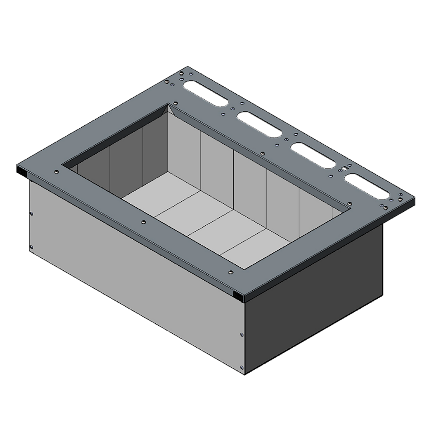 Insulated Cooktop coalbin with refractory firebricks for drop-in mode counter installation.